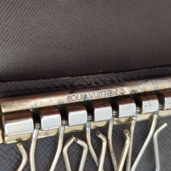 LOUIS VUITTON BROWN CHECKERED LEATHER KEY/CARD HOLDER SMALL WALLET ~ AUTHENTIC - Picture 11 of 13